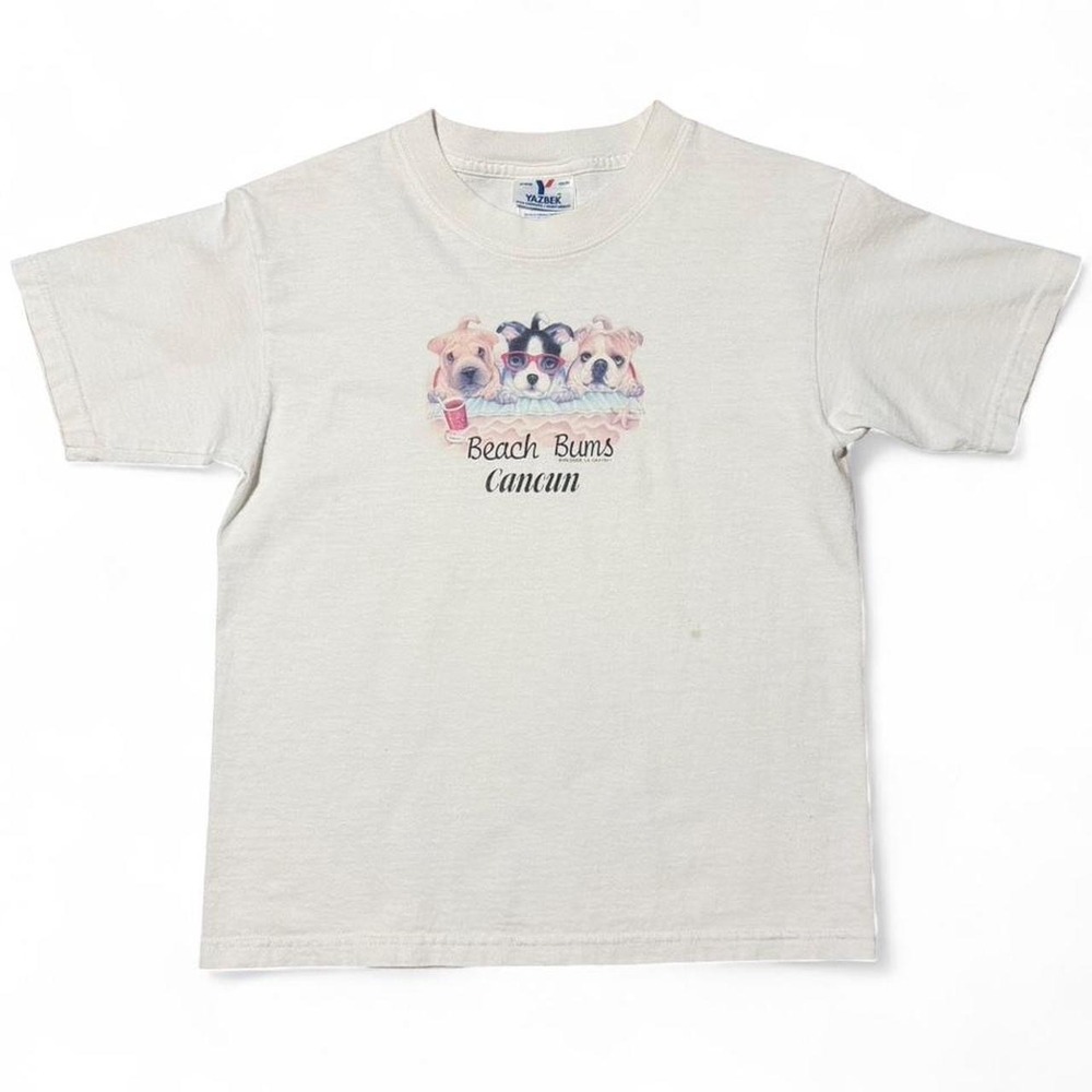 Vintage Y2K Beach Bums Cancun Mexico Dog Puppy Cute Animal Graphic Kids T-Shirt